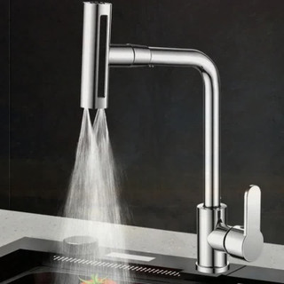 شیر ظرفشویی شاوری ۴ حالته مدل شلنگ ۶۰ سانت برند Huadiao